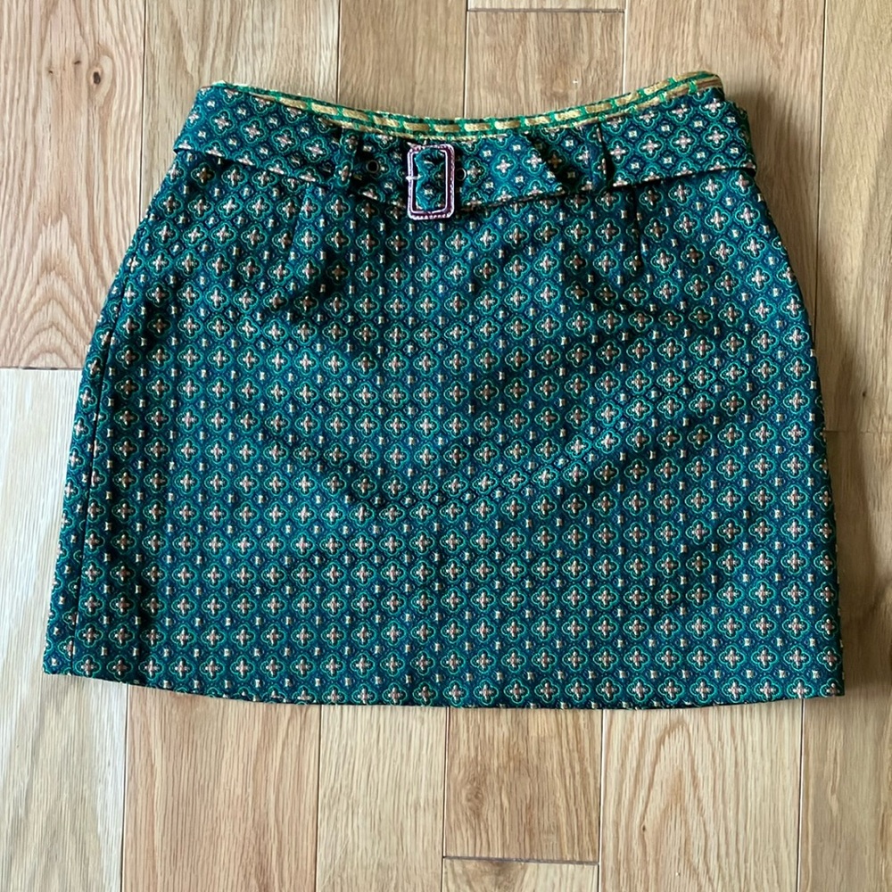 Urban Outfitters Green Patterned Mini Skirt